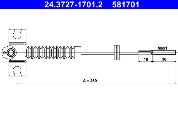 ATE Håndbremsekabel 24.3727-1701.2 Bremsekabel ATE 300 ZX 24.3727-1701.2 billig