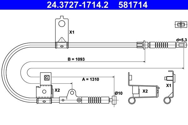 ATE Handbromsvajer 24.3727-1714.2 ATE 24.3727-1714.2 Handbromsvajer Nissan K11 original