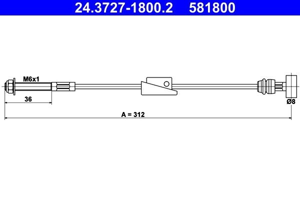 Tautrekk, håndbremse ATE 24.3727-1800.2 ATE 24.3727-1800.2 Håndbremse FORD PUMA 2000