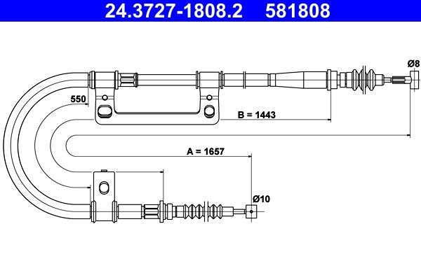 ATE Handremkabel 24.3727-1808.2 24.3727-1808.2 Handremkabel ATE MAZDA 5