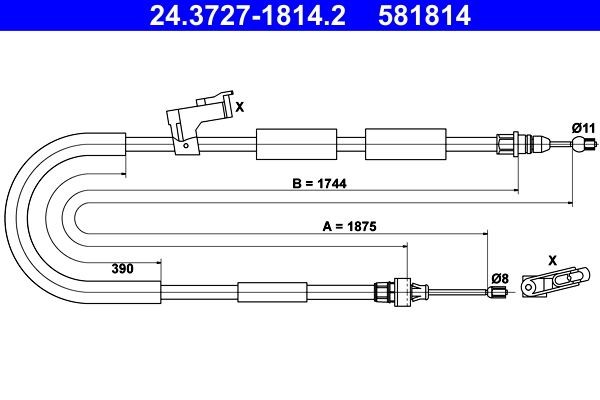 ATE Håndbremsekabel 24.3727-1814.2 Håndbremsekabel ATE Mazda CX-5 24.3727-1814.2