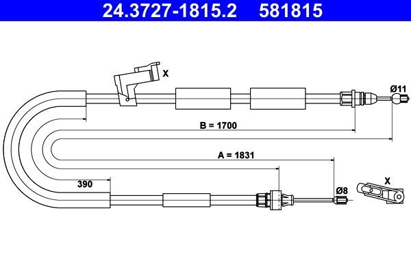 ATE Handbremsseil 24.3727-1815.2 Handbremse ATE Mazda CX-30 24.3727-1815.2