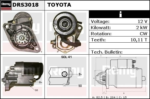 DELCO REMY Motorino avviamento DRS3018 DRS3018 costo Motorino avviamento DELCO REMY TOYOTA COROLLA