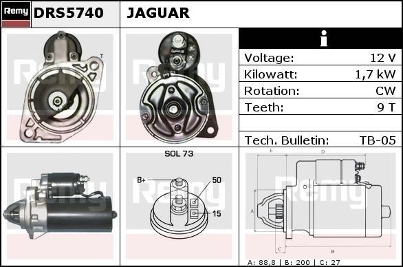 DELCO REMY Startmotor DRS5740 DELCO REMY DRS5740 Starter voor de motor Jaguar XJ40 prijs