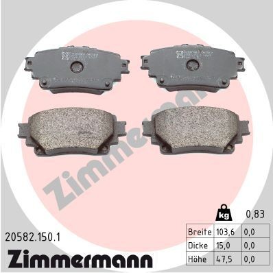 ZIMMERMANN Bremseklosser 20582.150.1 ZIMMERMANN 20582.150.1 Bremsekloss Highlander IV (GSU7_, AXUH7_) pris