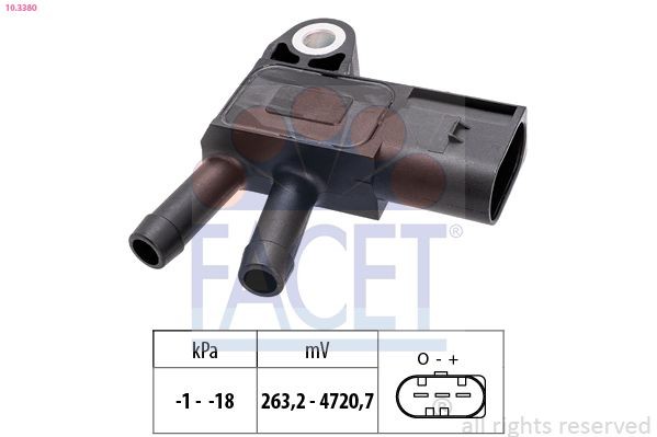 FACET Sensor, avgasstrykk 10.3380 10.3380 Partikkelfilter sensor MERCEDES-BENZ 124-serien FACET