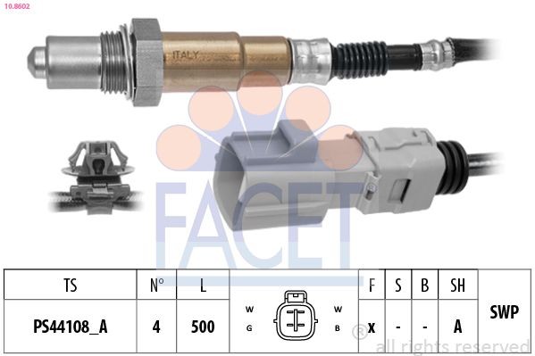 Sonde lambda FACET 10.8602 FACET 10.8602 Sonde à oxygène TOYOTA COROLLA 2024