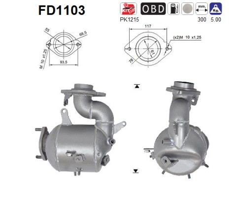 Filtro de partículas AS FD1103 AS FD1103 Filtro de partículas TOYOTA COROLLA 2017
