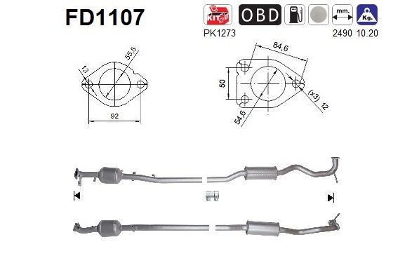 Filtro de partículas AS FD1107 AS FD1107: Filtro de fuligem partículas Peugeot 4008 2022