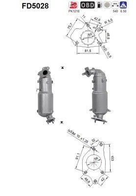AS Roetfilter (DPF) FD5028 FD5028 AS Partikelfilter Honda BE prijs