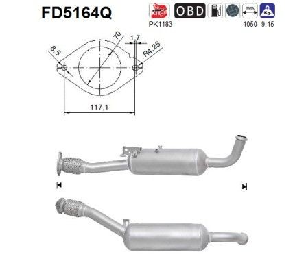 AS Filtre à particules FD5164Q Nissan PRIMASTAR Filtre à particules à suie échappement AS FD5164Q