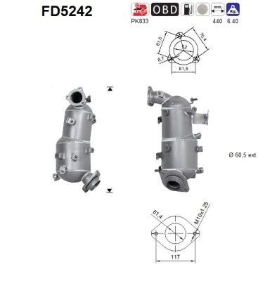 Partikkelfilter AS FD5242 AS FD5242 Dpf TOYOTA RAV 4 2015