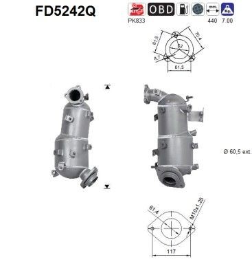 Filtro antiparticolato (FAP) AS FD5242Q AS FD5242Q FAP Toyota RAV 4 2020