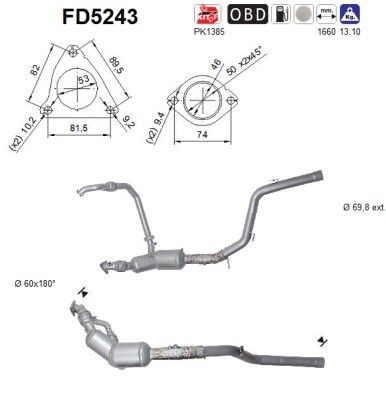 Filtre à particules AS FD5243 AS FD5243 Filtre à particules LAND ROVER RANGE ROVER 2003