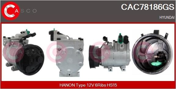 CASCO Klimakompressor CAC78186GS Klimakompressor HYUNDAI CASCO CAC78186GS