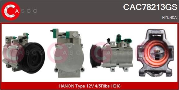 CASCO AC-kompressor CAC78213GS Klimakompressor HYUNDAI CASCO CAC78213GS