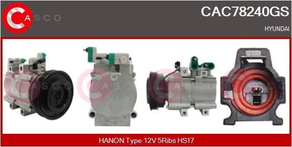 CASCO Klimakompressor CAC78240GS CASCO CAC78240GS Hyundai Sonata EF AC kompressor pris