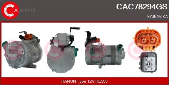 CASCO AC-kompressor CAC78294GS CAC78294GS Ac klimakompressor HYUNDAI i10 CASCO