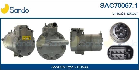SANDO AC-kompressor SAC70067.1 PEUGEOT ac-kompressor SANDO SAC70067.1