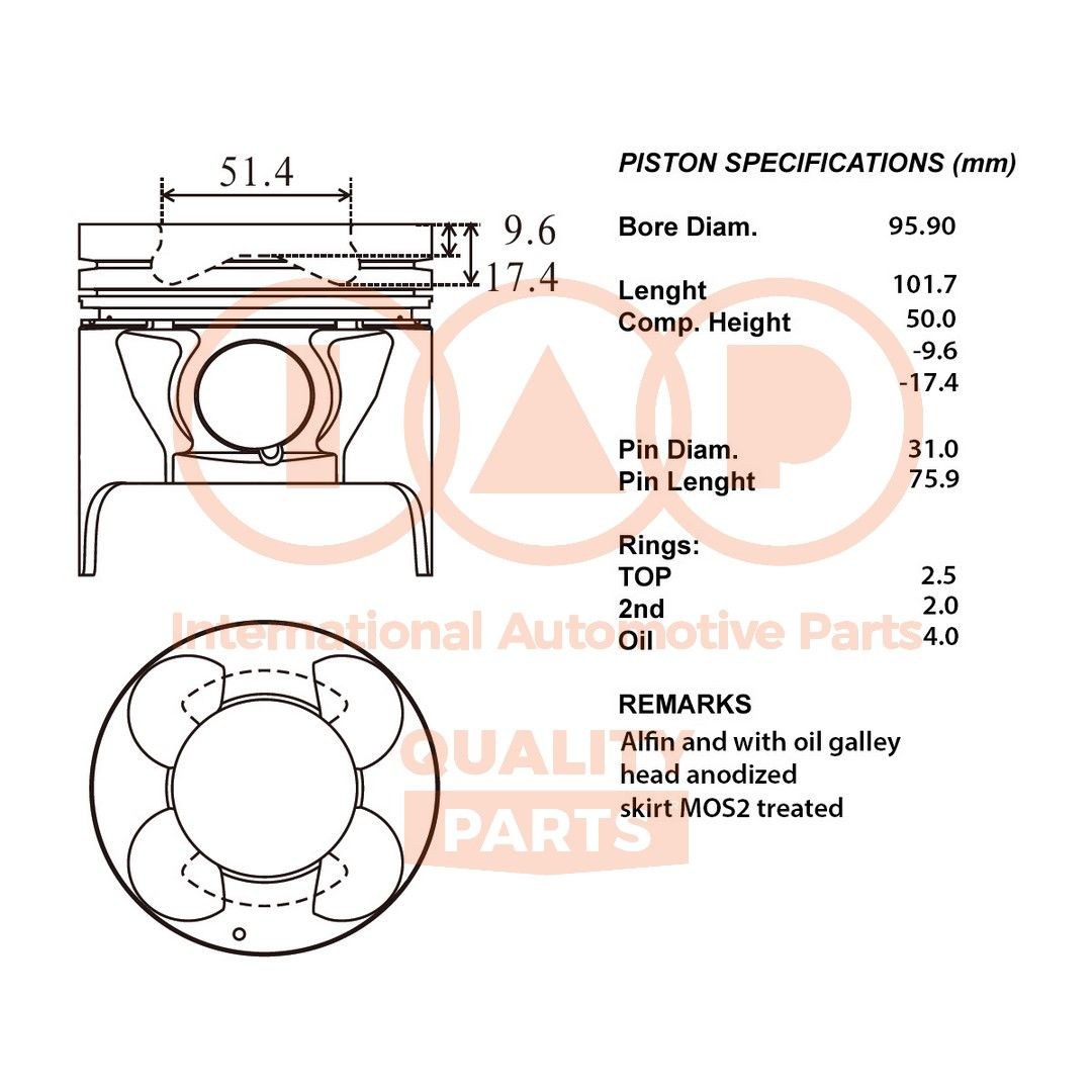 Stempel IAP QUALITY PARTS 100-09119 IAP QUALITY PARTS 100-09119 Motor stempel ISUZU TROOPER 2002