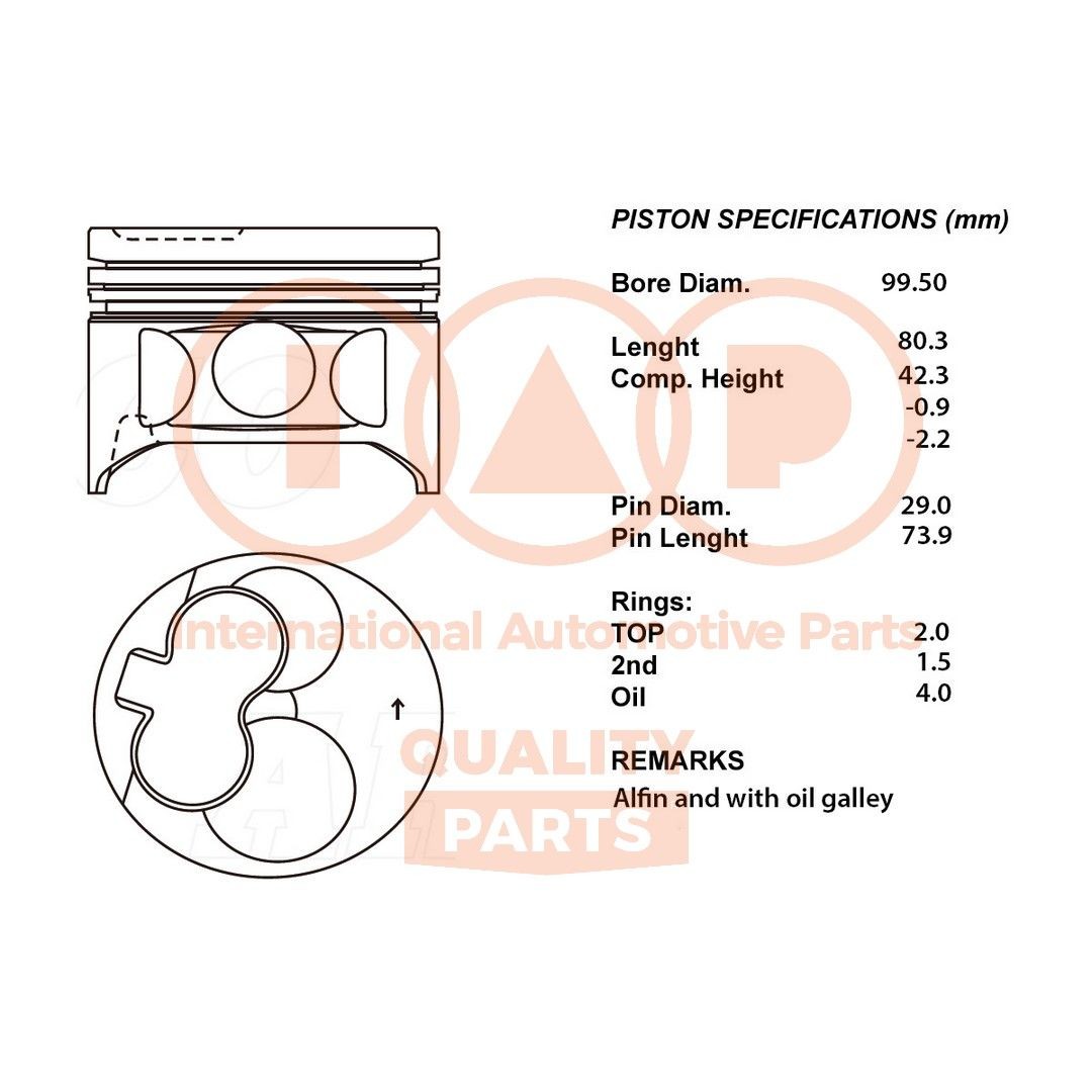 IAP QUALITY PARTS Pistone motore 101-17066 IAP QUALITY PARTS 101-17066 Pistone motore Corolla E80 prezzo