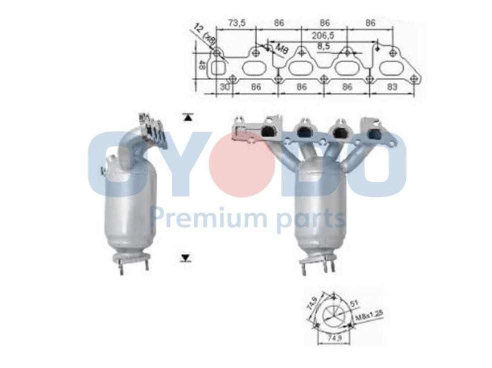 Oyodo Catalisador 10N0023-OYO Oyodo 10N0023-OYO Catalisador OPEL Signum CC (Z03) 2.8 V6 Turbo (F48) 230 cv 2007