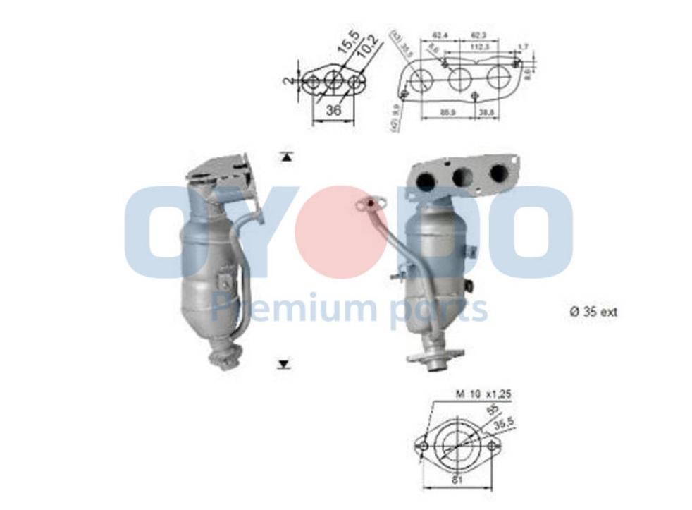 Katalysator Oyodo 10N0086-OYO Oyodo 10N0086-OYO: Katalysatoren Toyota YARIS 2008