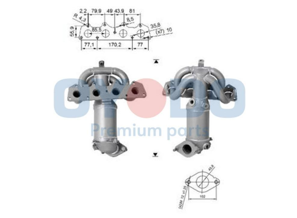 Katalysator Oyodo 10N0122-OYO Oyodo 10N0122-OYO: Uitlaat katalysator Kia CARENS 2012