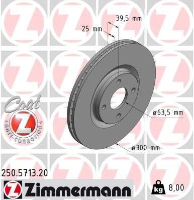 ZIMMERMANN Disco de travão 250.5713.20 ZIMMERMANN 250.5713.20 Disco de travão FORD Ecosport Mk2 2.0 Ti-VCT 4x4 169 cv 2023