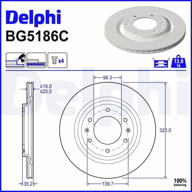 DELPHI Piduriketas BG5186C DELPHI BG5186C Pidurikettad HYUNDAI STARIA hind