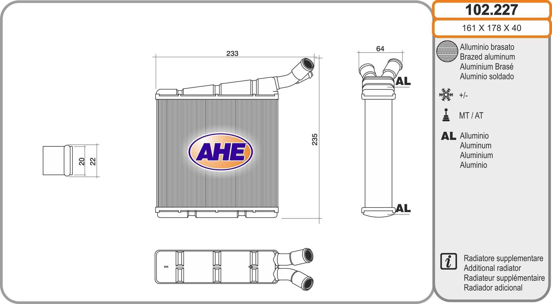 AHE Kühler, Motorkühlung 102.227 Kühler Motorkühlung AHE A8 102.227 günstig