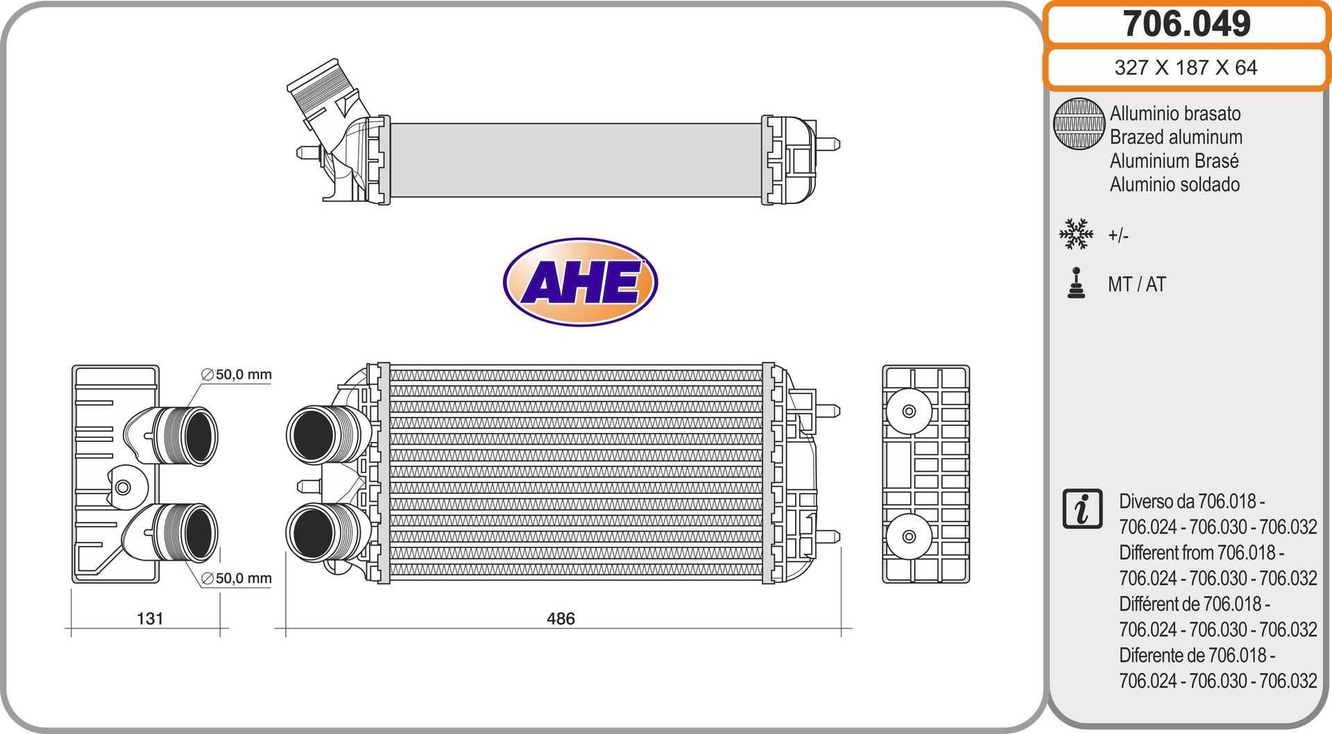 AHE Intercooler 706.049 Radiator intercooler AHE X3 706.049 goedkoop