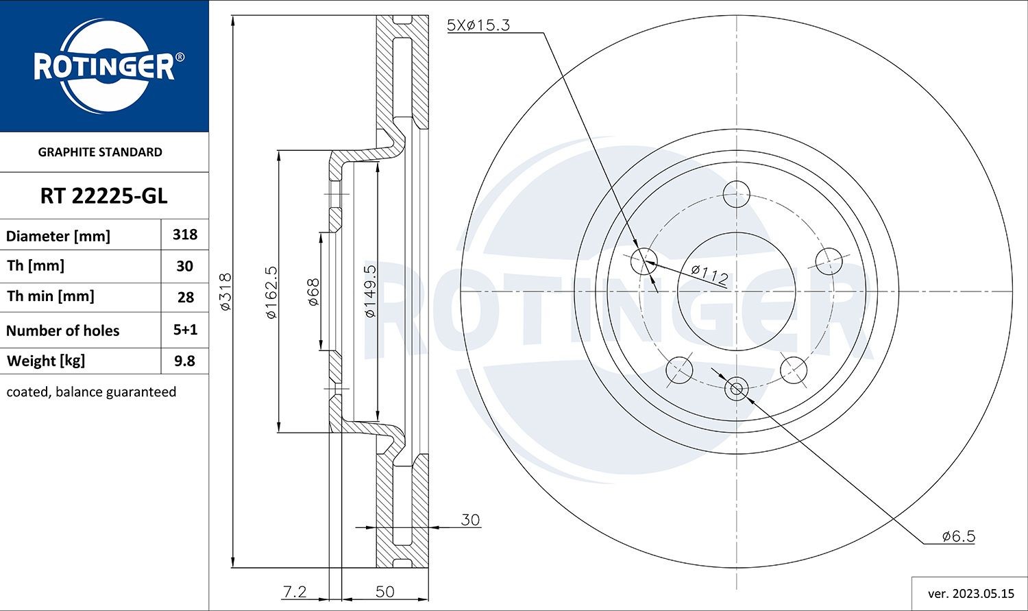 ROTINGER Bromsskiva RT 22225-GL DAIHATSU bromsskivor sport ROTINGER RT 22225-GL