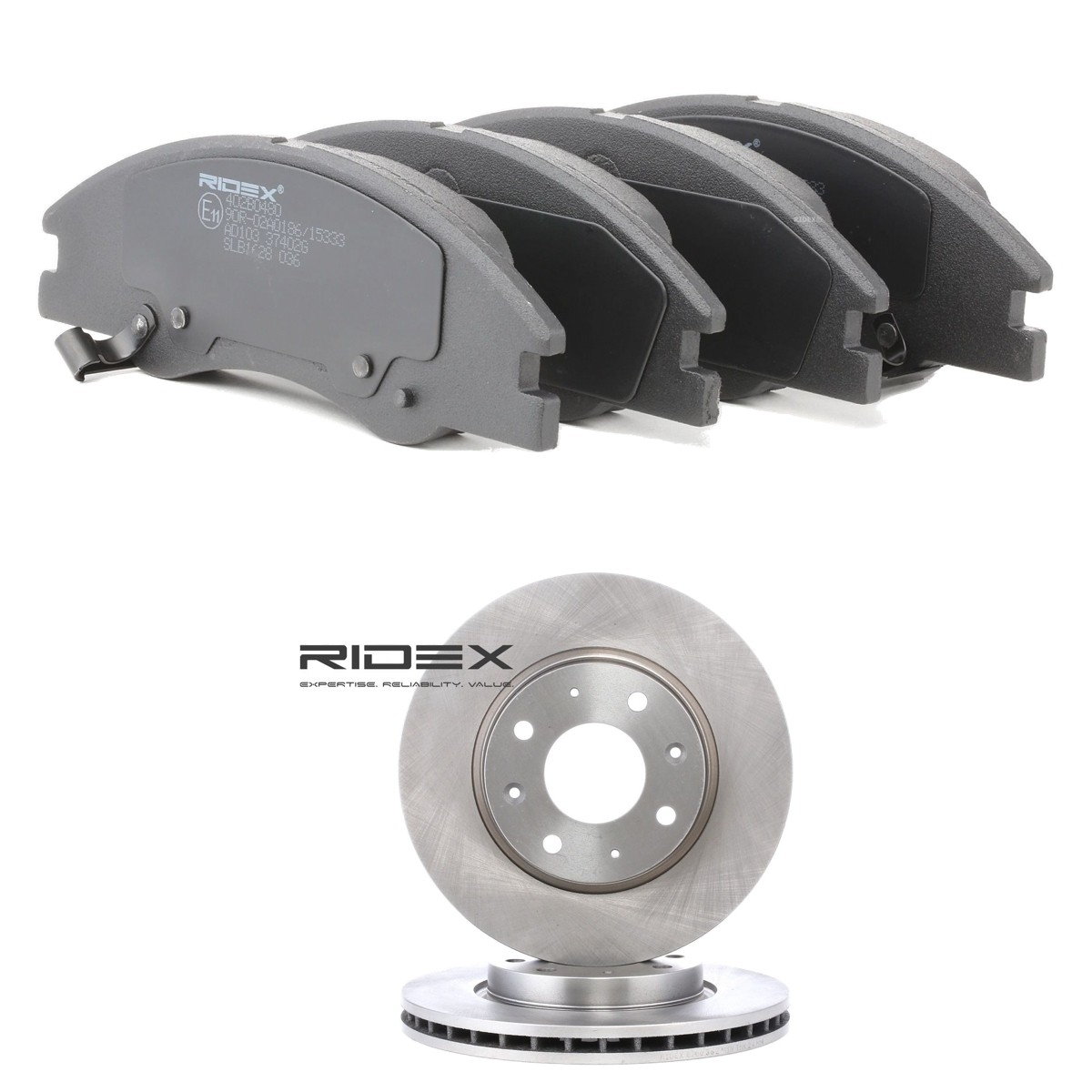 RIDEX Remschijven en blokken 3405B2590 Kia STONIC Remschijven en -blokken RIDEX 3405B2590