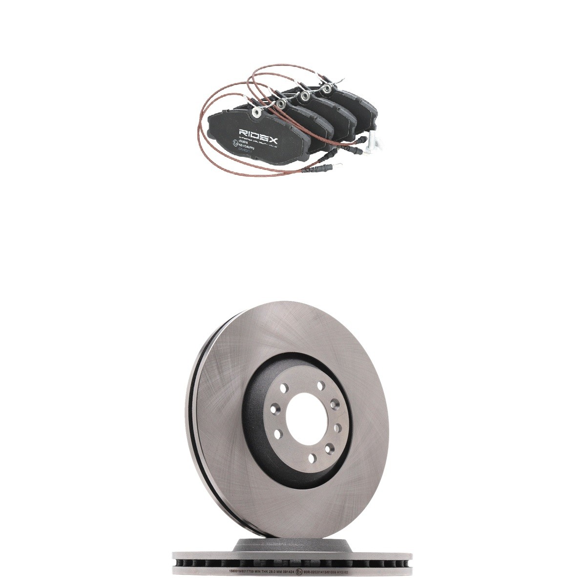 RIDEX Bremseskiver og -klosser 3405B2905 Bremsekit RIDEX Peugeot 3008 3405B2905
