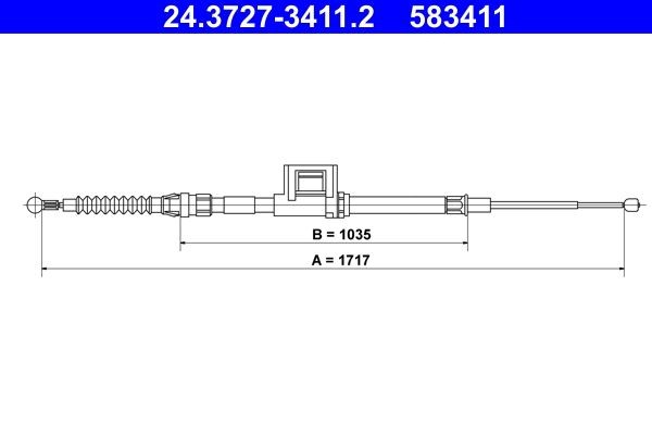 ATE Tautrekk, håndbremse 24.3727-3411.2 ATE 24.3727-3411.2 Håndbrekk Seat Leon 5f originale pris