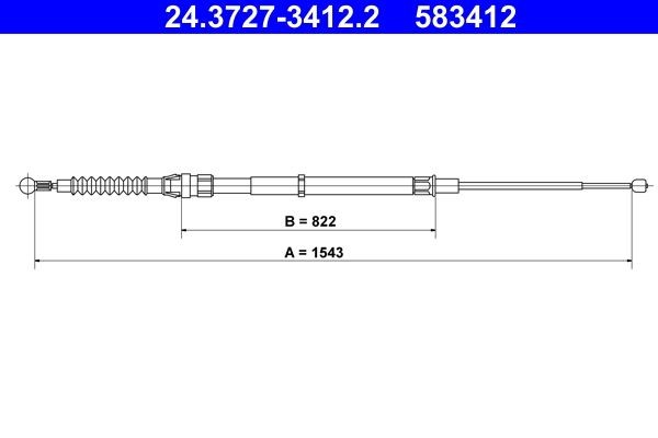 ATE Câble de frein à main 24.3727-3412.2 ATE 24.3727-3412.2 Frein à main Opel INSIGNIA d'origine