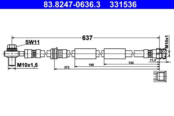 ATE Bromsslang 83.8247-0636.3 Audi TT Coupe Bromsslang ATE 83.8247-0636.3