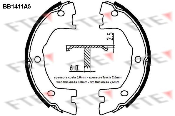 FTE Sada brzd. čeľustí parkov. brzdy 9100144 Ručná brzda FTE Nissan PRIMERA 9100144