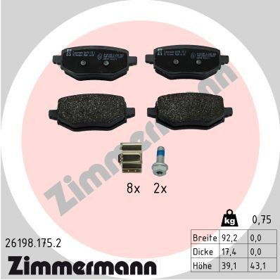 ZIMMERMANN Piduriklotsid 26198.175.2 26198.175.2 Piduriklotsid ZIMMERMANN PEUGEOT 407