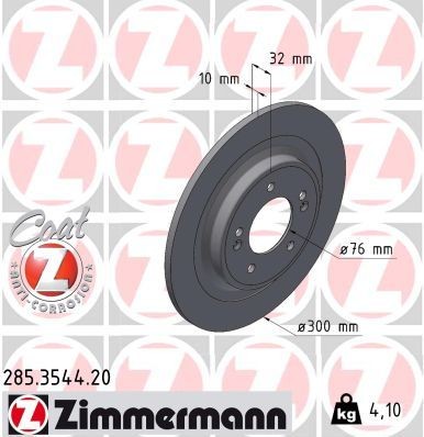 ZIMMERMANN Bromsskiva 285.3544.20 ZIMMERMANN 285.3544.20 Bromsskiva HYUNDAI Tucson (NX4, NX4E) 1.6 T-GDi Hybrid 48V HTRAC 179 hk 2023