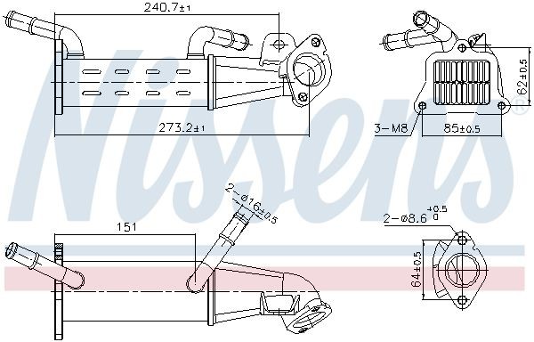 NISSENS EGR køler 989451 Agr køler NISSENS Honda CR-V 989451
