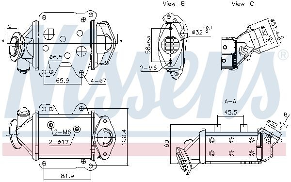 NISSENS EGR køler 989457 Agr køler FIAT NISSENS 989457
