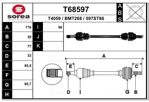 EAI Vetoakseli T68597 T68597 EAI Vetoakseli BMW 5-sarja