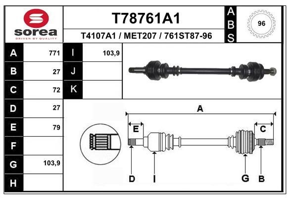 EAI Vetoakseli T78761A1 T78761A1 EAI Vetoakseli MERCEDES-BENZ G-sarja