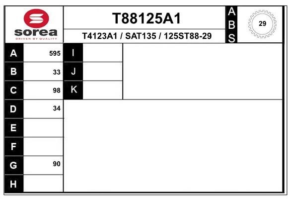 EAI Vetoakseli T88125A1 T88125A1 EAI Vetoakseli MERCEDES-BENZ G-sarja