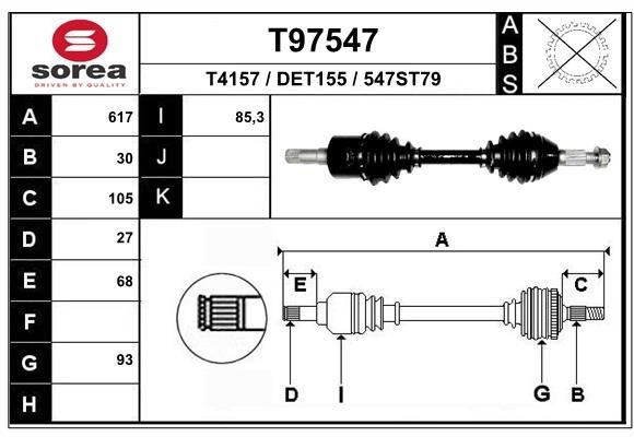 EAI Piedziņas vārpsta T97547 T97547 Piedziņas vārpsta CHEVROLET VOLT EAI