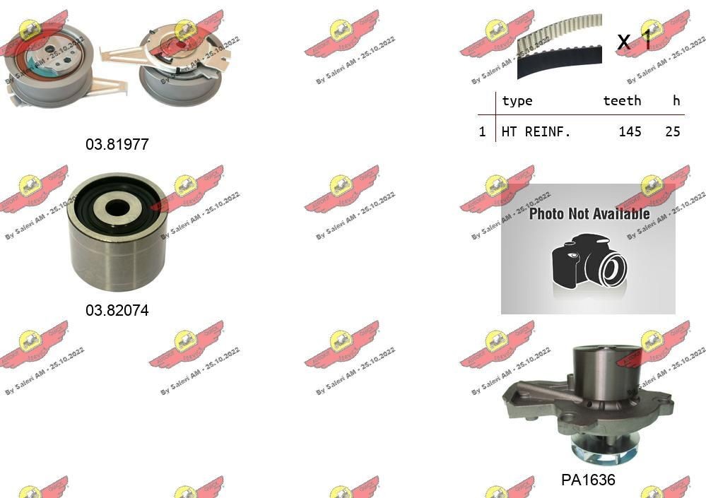 AUTOKIT Water pump and timing belt kit 04.5370PA 04.5370PA AUTOKIT timing belt and water pump OPEL VIVARO