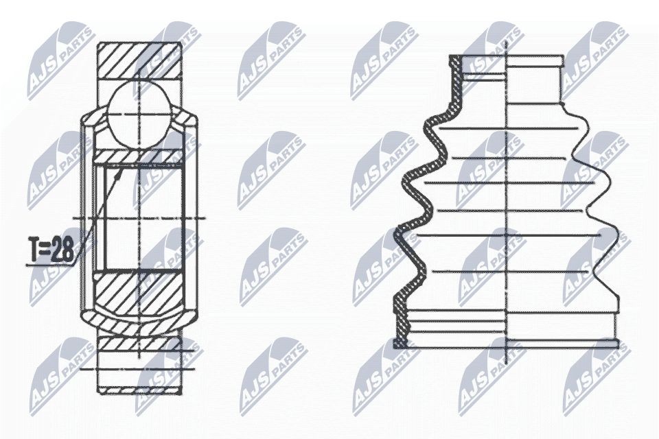 NTY Homokineet reparatie set, aandrijfas NPW-VW-066 NTY NPW-VW-066 Homokineet reparatie set aandrijfas VW T5 Transporter prijs