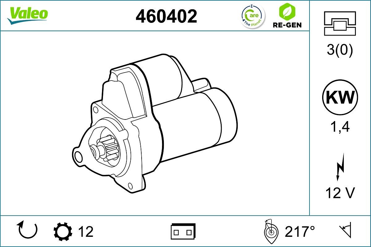 VALEO Motorino avviamento 460402 460402 Motore di avviamento VALEO Saab